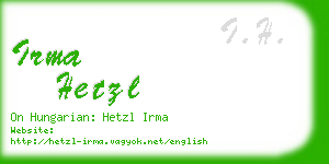 irma hetzl business card